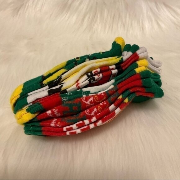 ELF Movie Ankle Socks 6 Pairs Shoe Size 5 - 8 Green Yellow Xmas Will Ferrell NWT - Picture 2 of 4